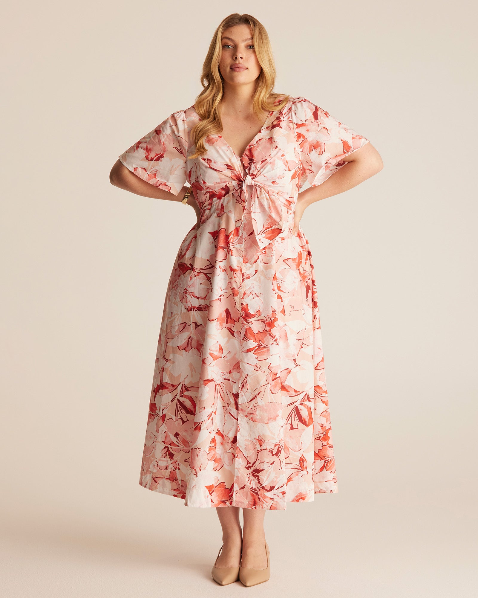 Estelle Women's Nadja Floral Cotton Midi Dress - Pink