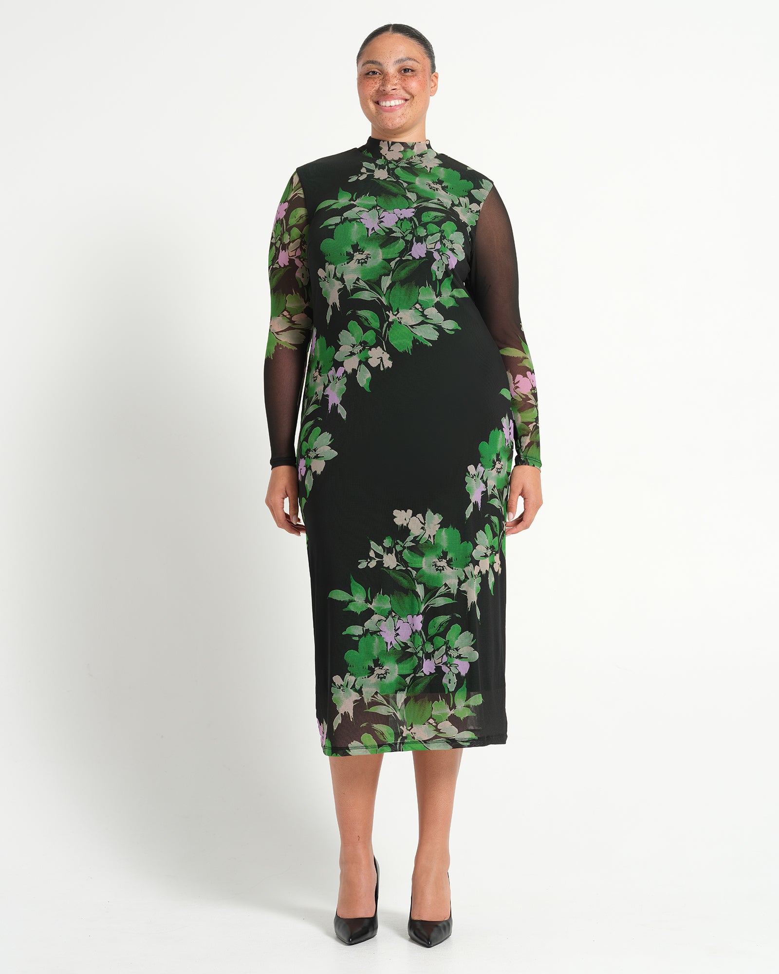 Estelle Fiora Long Sleeve Mesh Dress - Ivy Fleur Estelle Fiora Long Sleeve Mesh Dress - Ivy Fleur