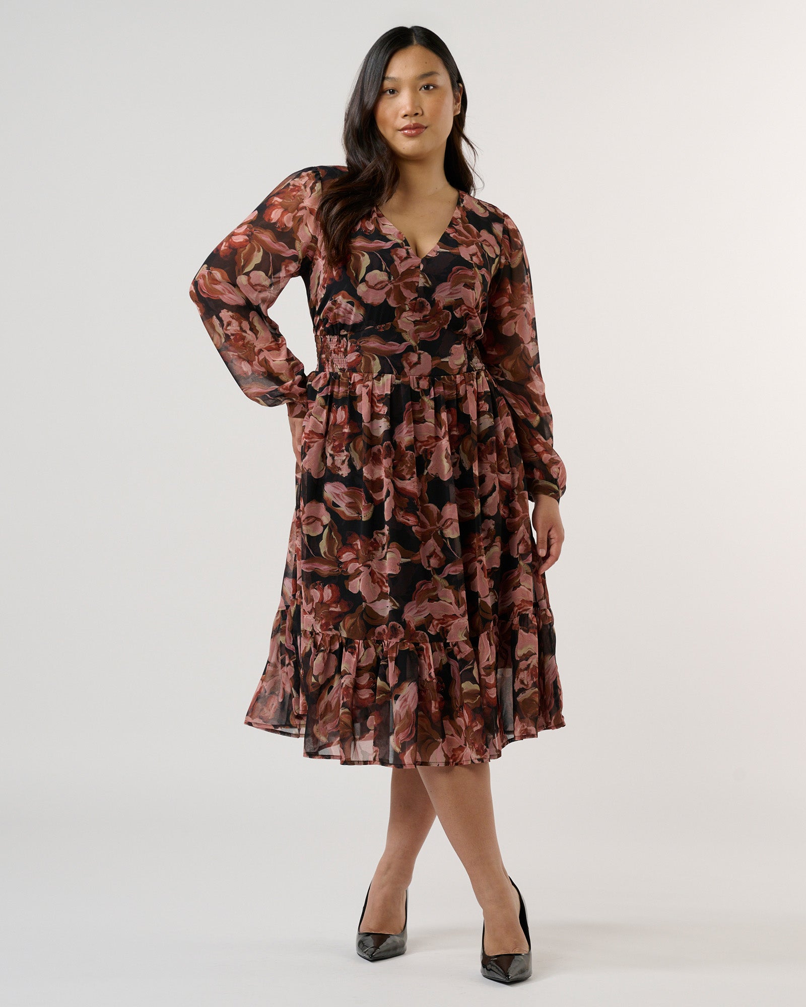 Natalia Dress - Choc/Blush - Estelle Clothing