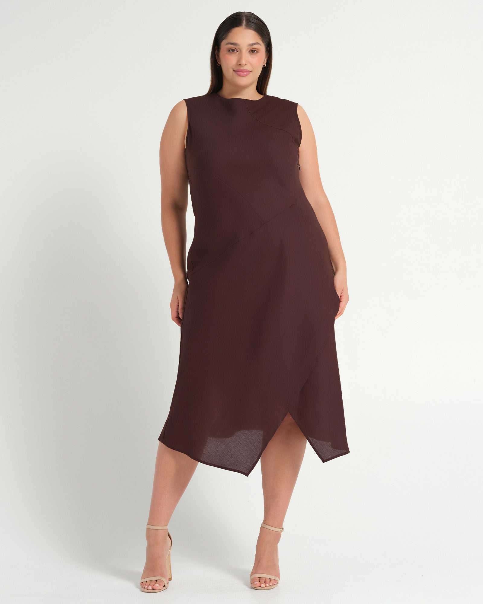 Estelle Women's Plus Size Nadia Linen Midi Dress Estelle Women's Plus Size Nadia Linen Midi Dress