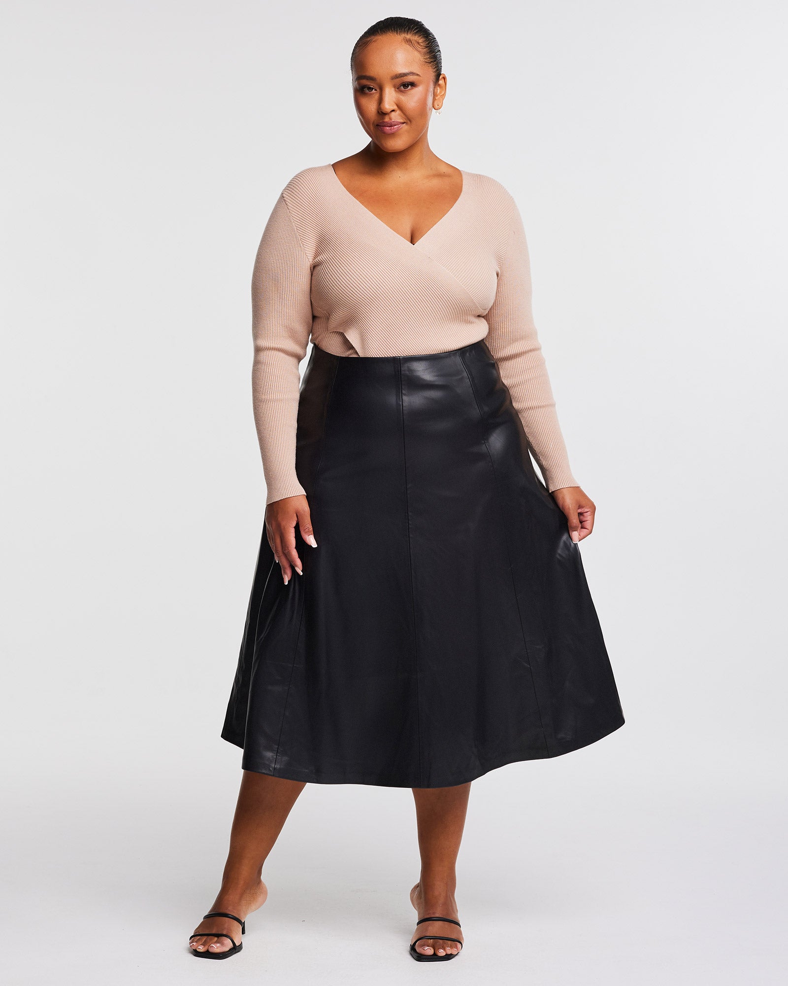 Plus size pu skirt best sale