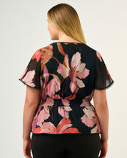 Elena Top - Navy/Peony - Estelle Clothing