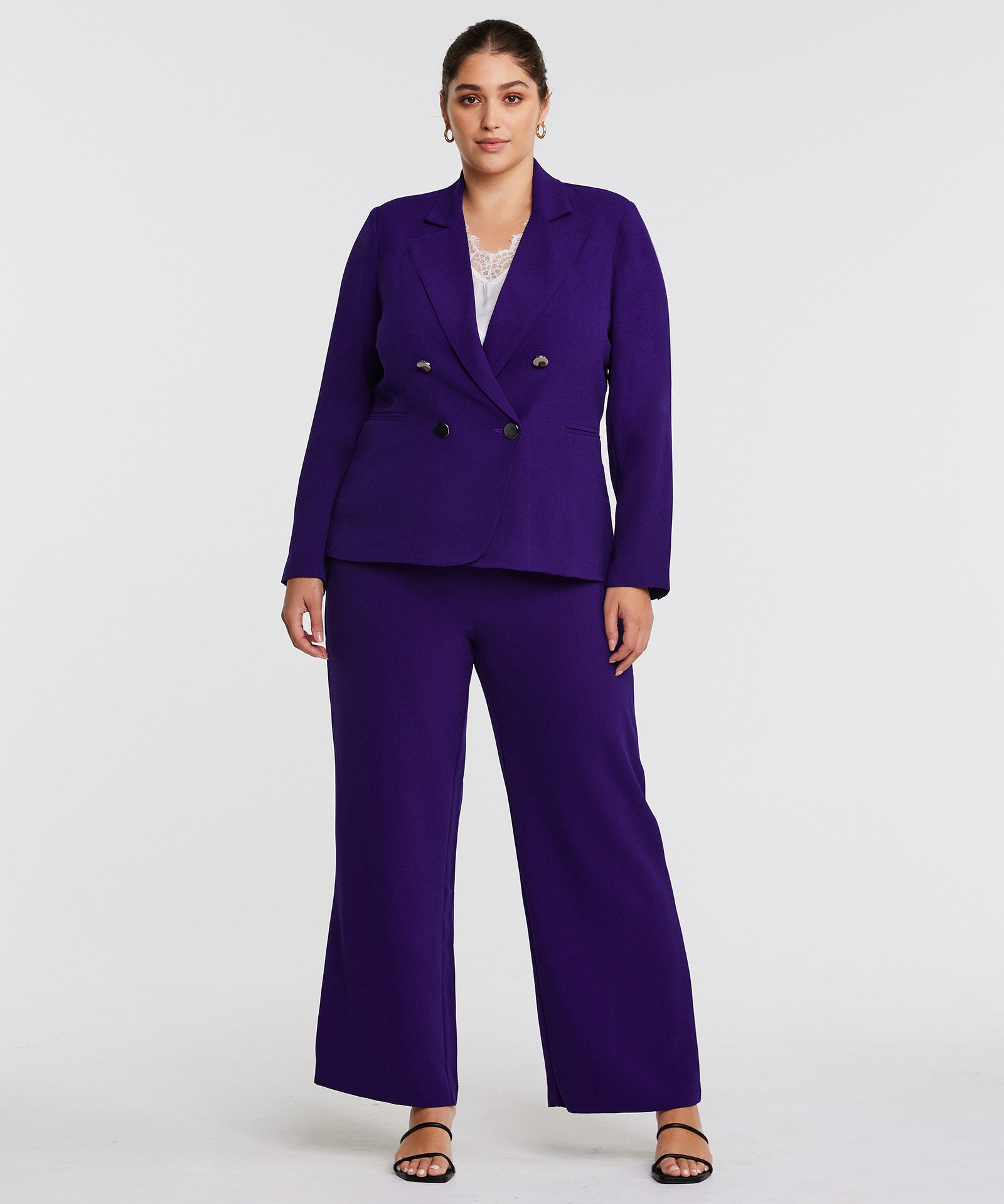 Achieve Sartorial Excellence with the Clever Purple Blazer Jacket and Nightlife Purple Wide Leg Pant