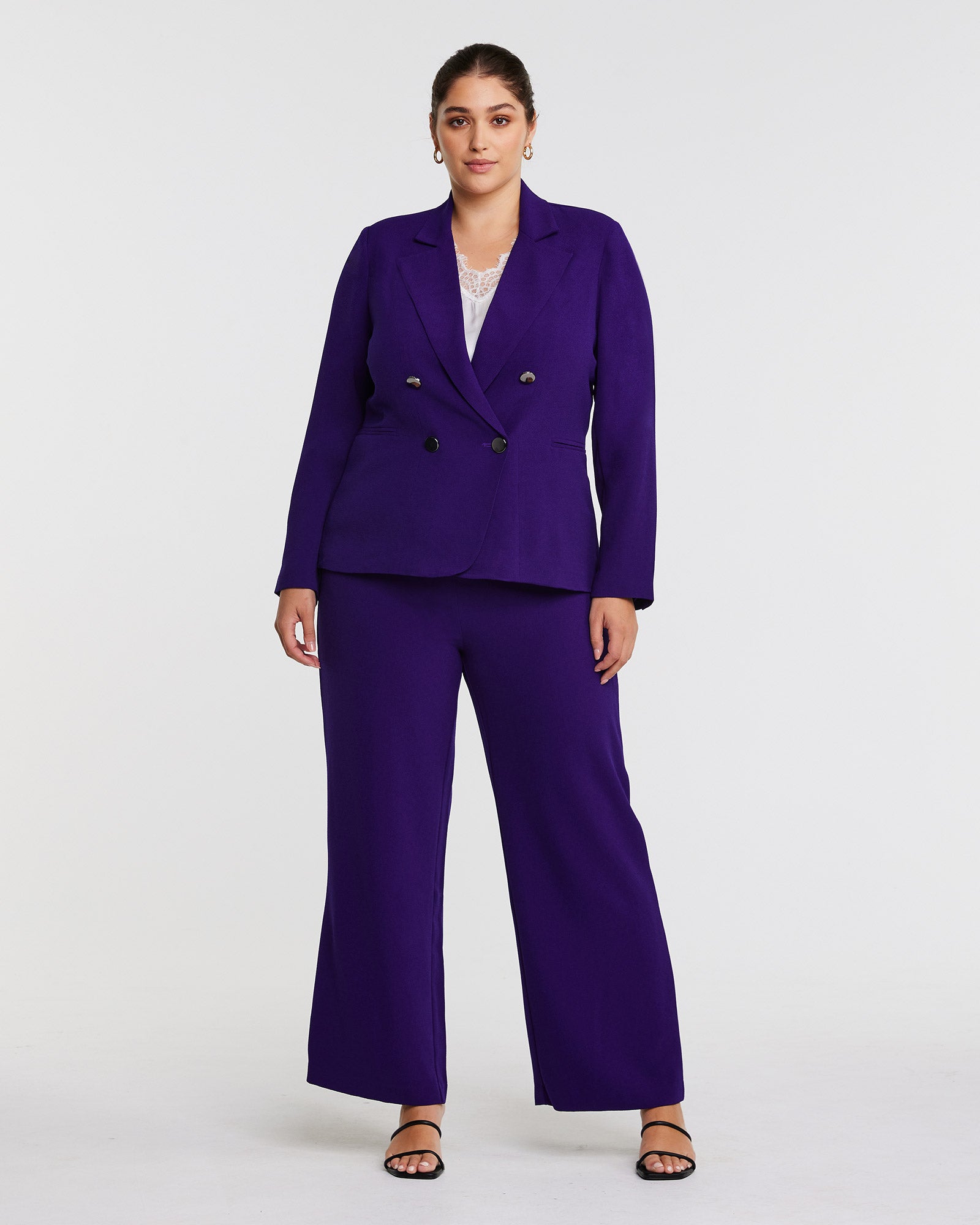 Achieve Sartorial Excellence with the Clever Purple Blazer Jacket and Nightlife Purple Wide Leg Pant