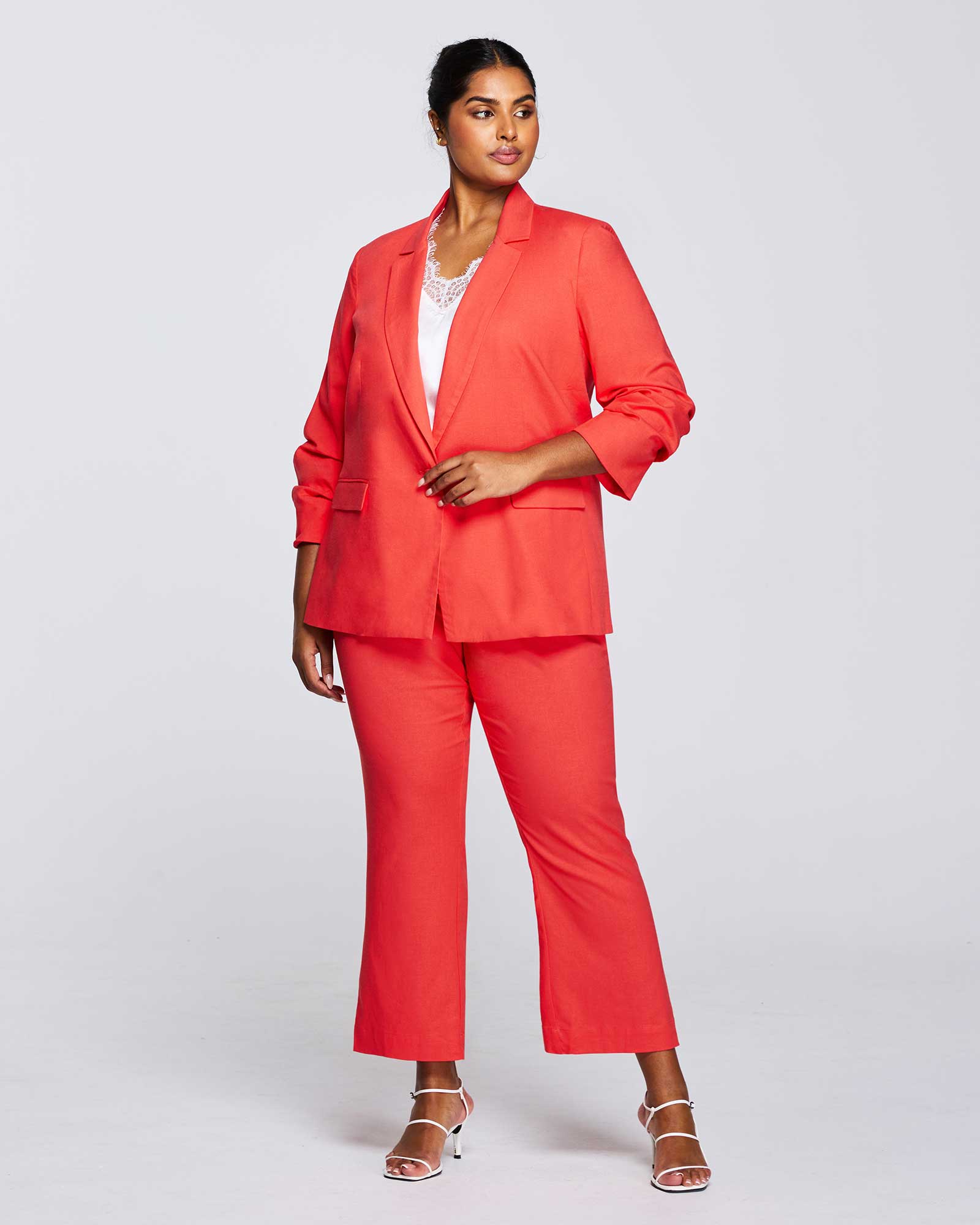 Elevate Your Style: Coordinated Dressing with the Frankie Statement Blazer Jacket and Frankie Flare Pant
