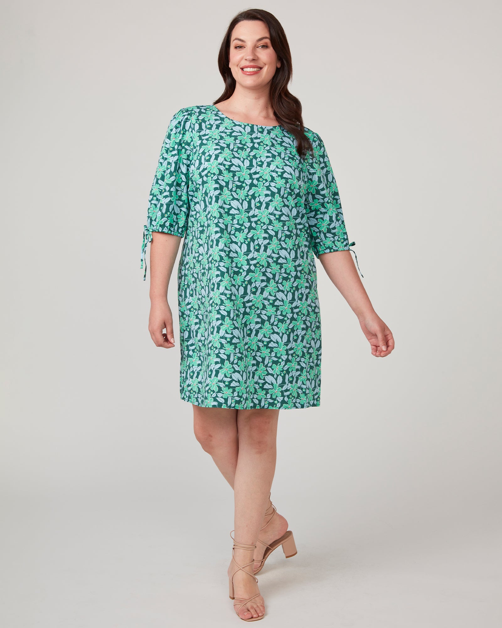 Short Sleeve Dress - Green & Teal - Estelle Clothing