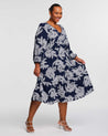 Leafy Tiered Dress - Navy/white - Estelle Clothing