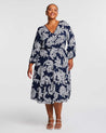 Leafy Tiered Dress - Navy/white - Estelle Clothing