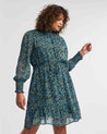 Blue Iris Shirred Dress - Blue/Green - Estelle Clothing 