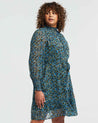 Blue Iris Shirred Dress - Blue/Green - Estelle Clothing 