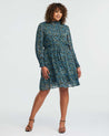 Blue Iris Shirred Dress - Blue/Green - Estelle Clothing 