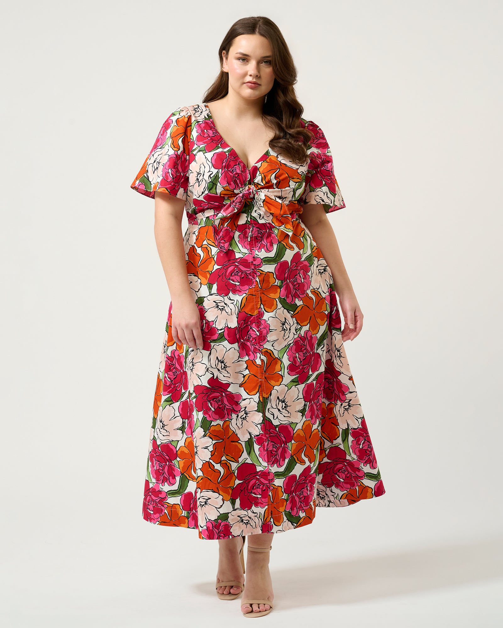 Nadja Midi Dress - Orange Print - Estelle Clothing