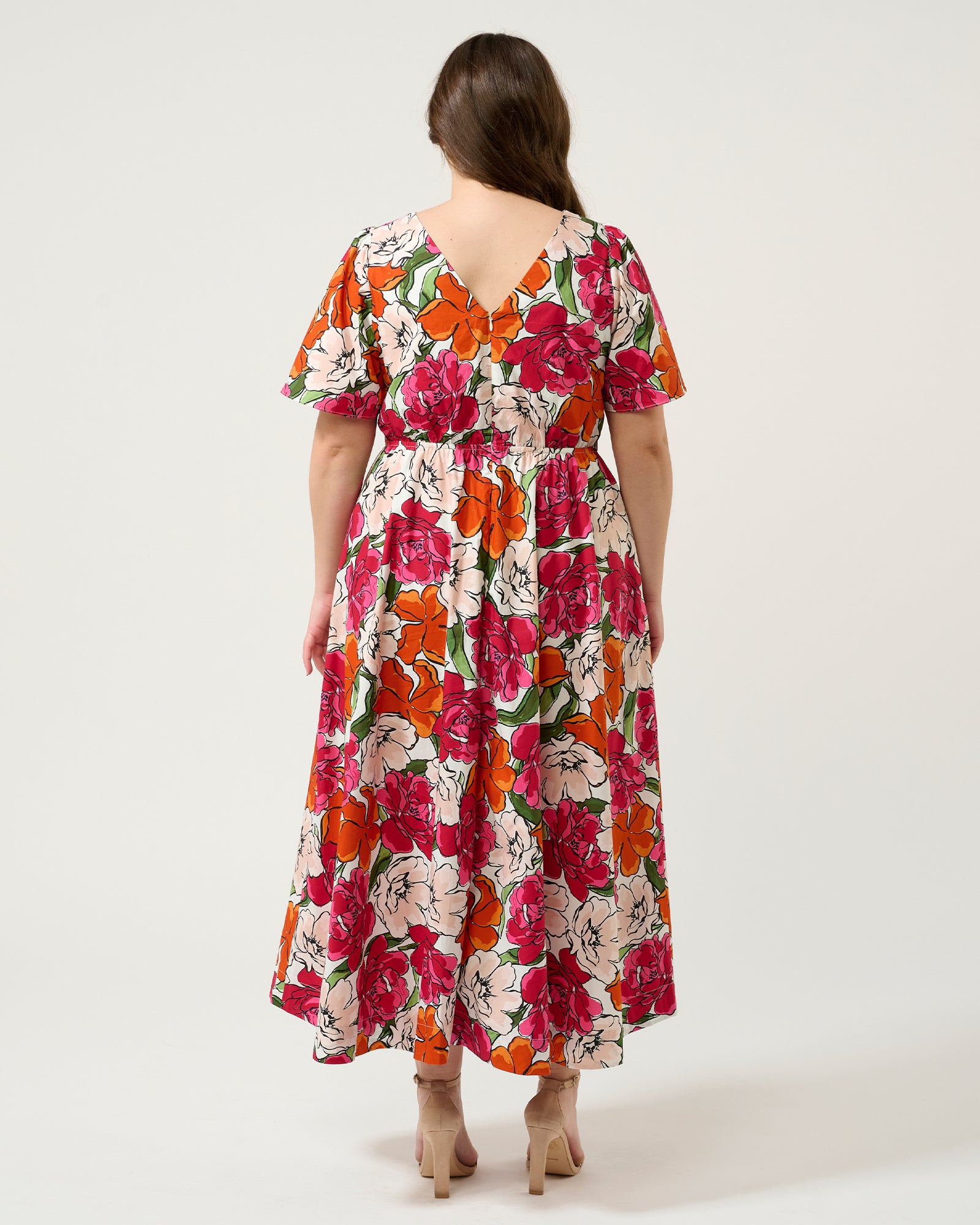 Nadja Midi Dress - Orange Print - Estelle Clothing