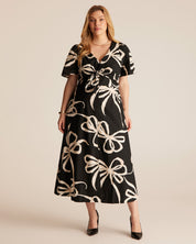 Nadja Midi Dress - BEIGE BOWS - Estelle Clothing
