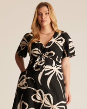 Nadja Midi Dress - BEIGE BOWS - Estelle Clothing
