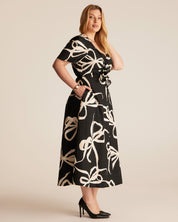 Nadja Midi Dress - BEIGE BOWS - Estelle Clothing
