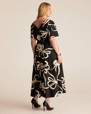 Nadja Midi Dress - BEIGE BOWS - Estelle Clothing
