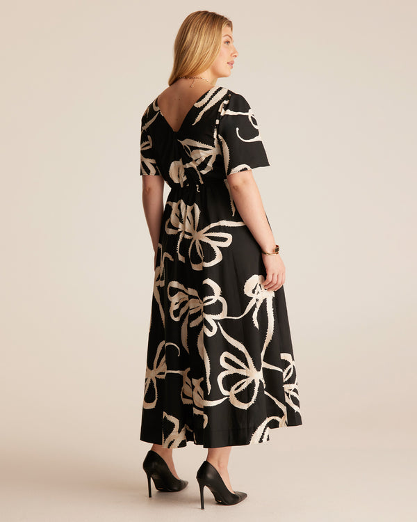 Nadja Midi Dress - BEIGE BOWS - Estelle Clothing
