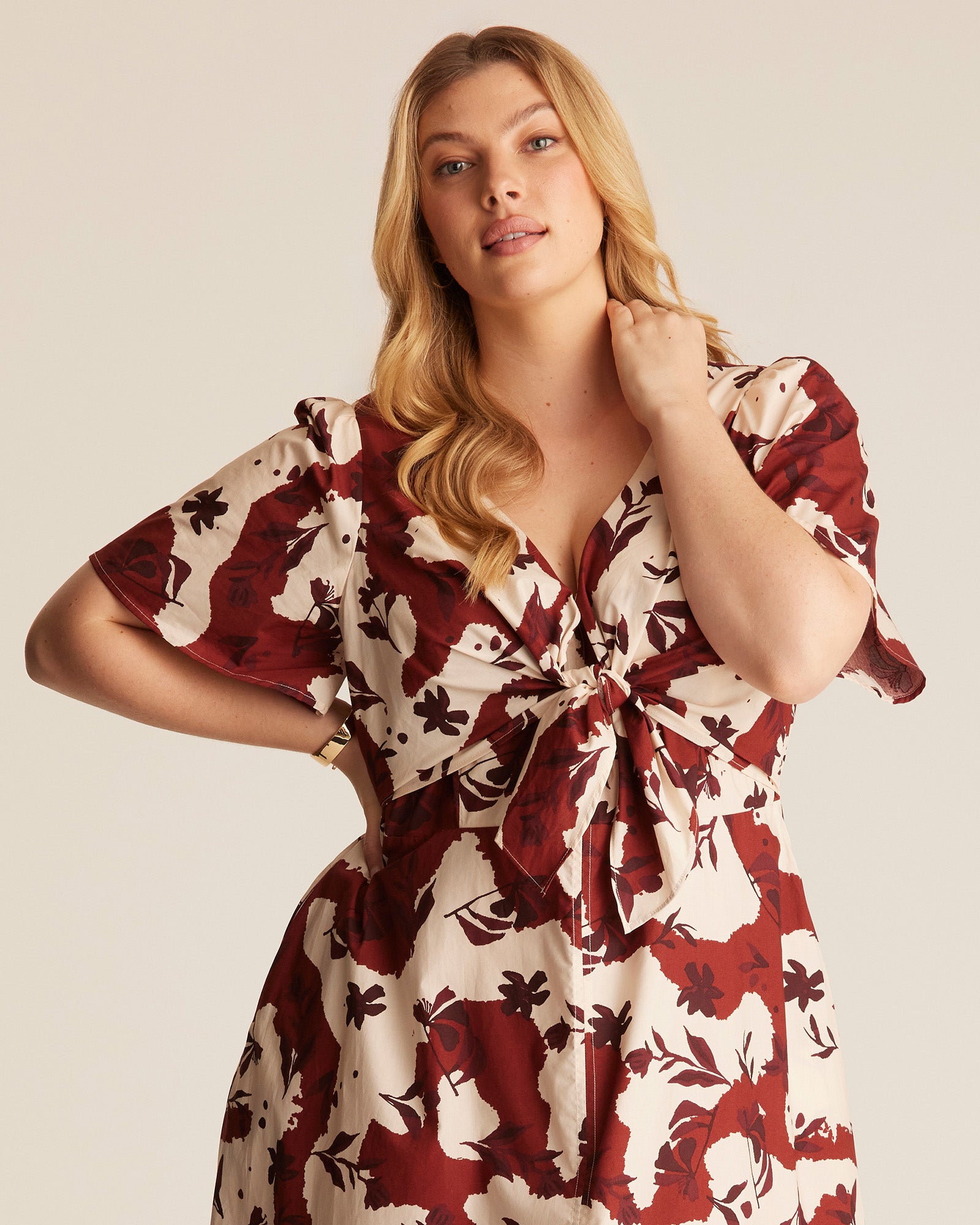 Nadja Midi Dress - PINK/BEIGE - Estelle Clothing
