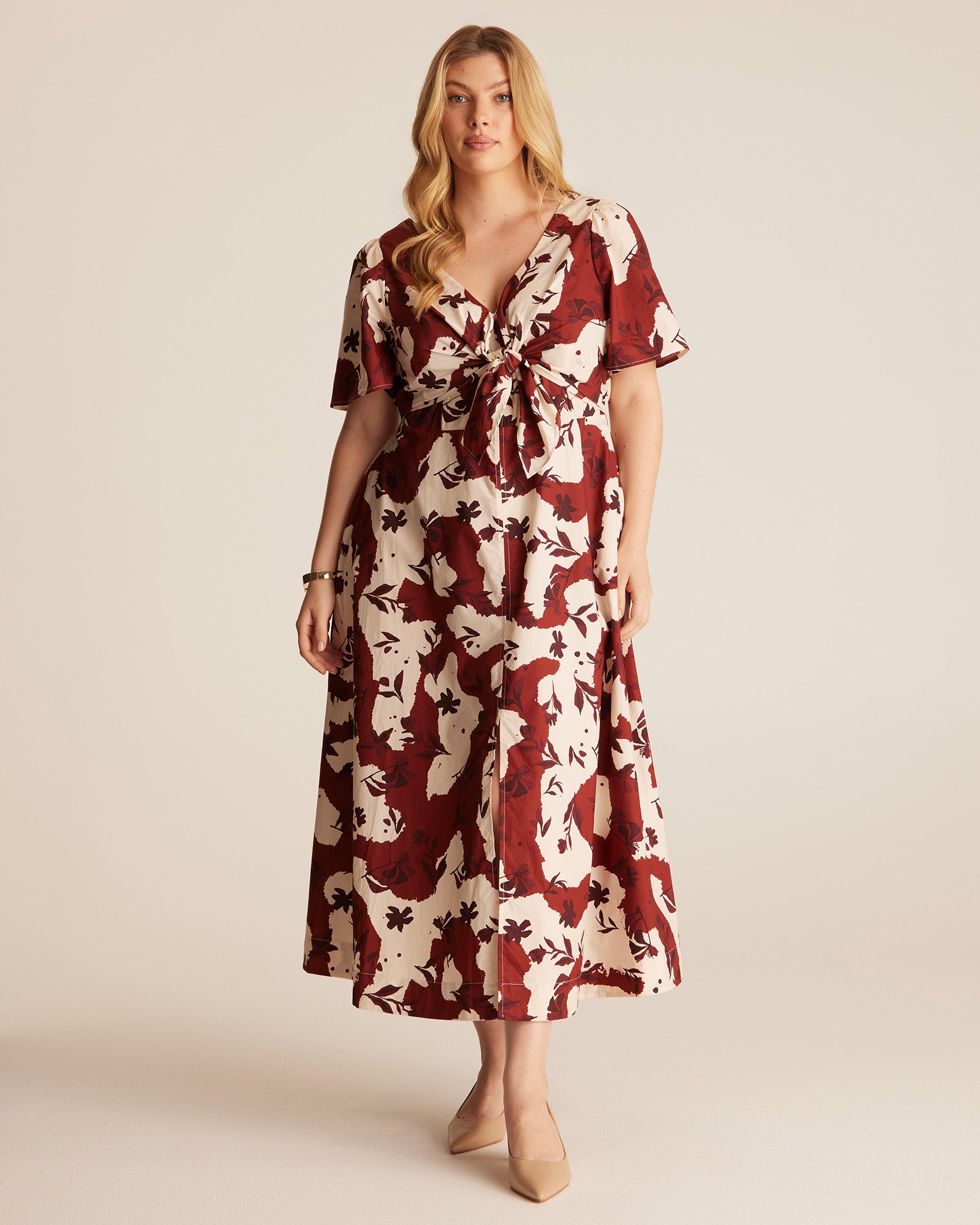 Nadja Midi Dress - PINK/BEIGE - Estelle Clothing
