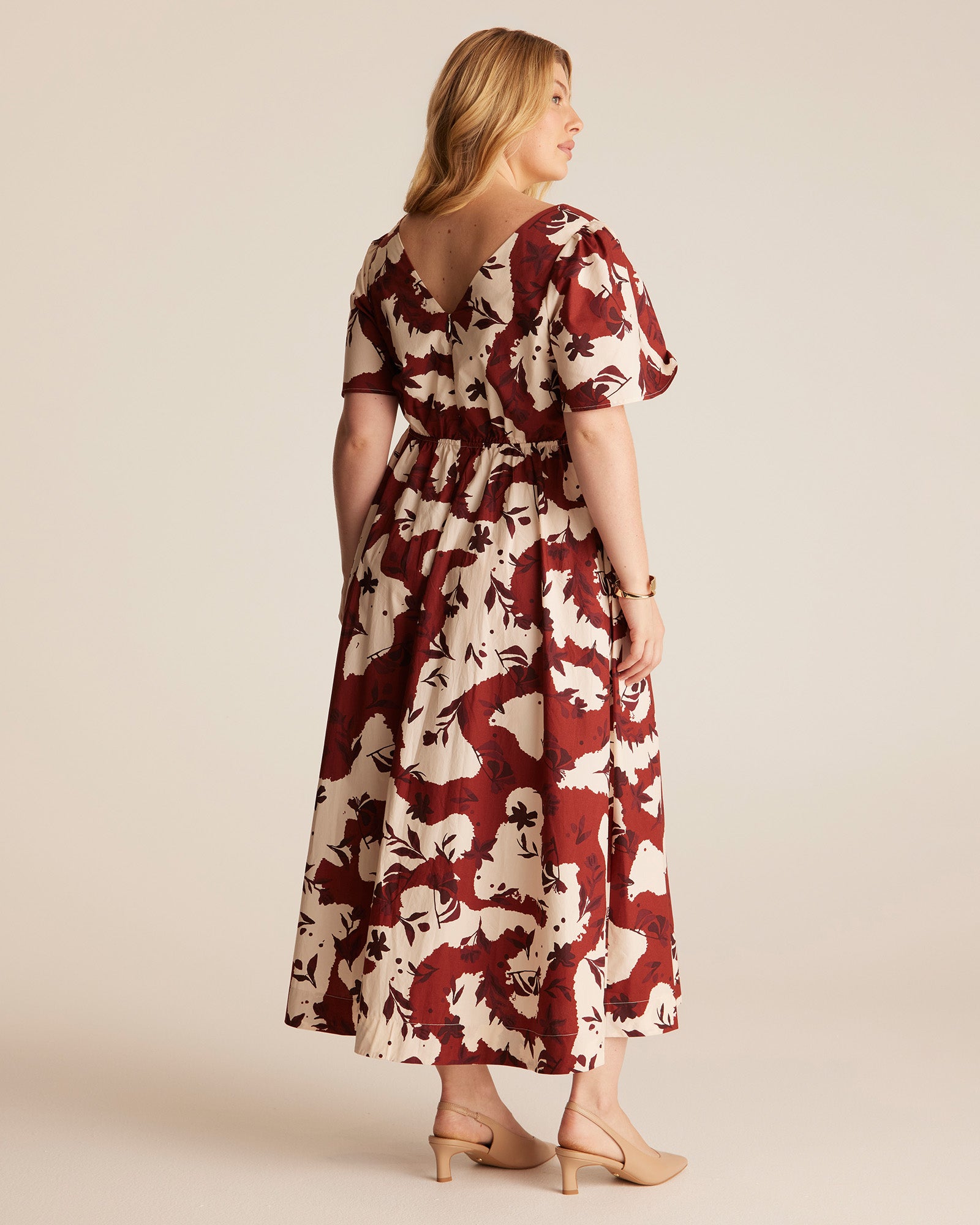 Nadja Midi Dress Maroon/cream / 22W