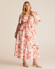 Nadja Midi Dress - PINK/BEIGE - Estelle Clothing
