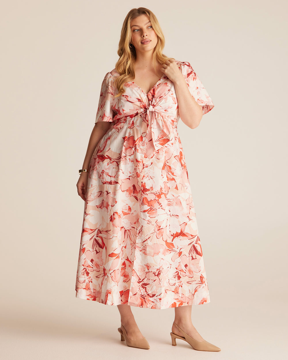 Nadja Midi Dress - PINK/BEIGE - Estelle Clothing

