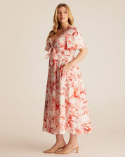 Nadja Midi Dress - PINK/BEIGE - Estelle Clothing
