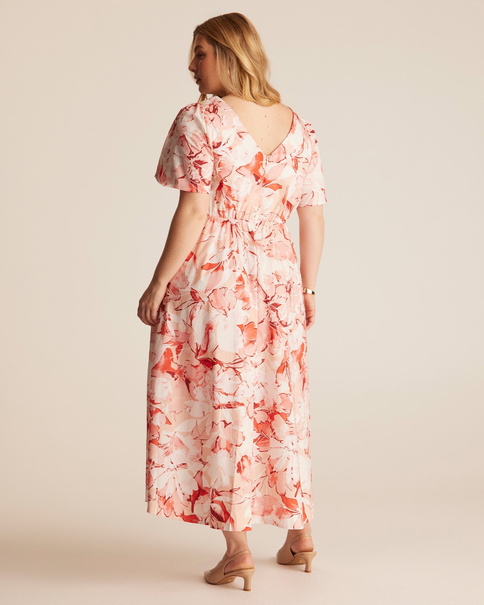 Nadja Midi Dress - PINK/BEIGE - Estelle Clothing
