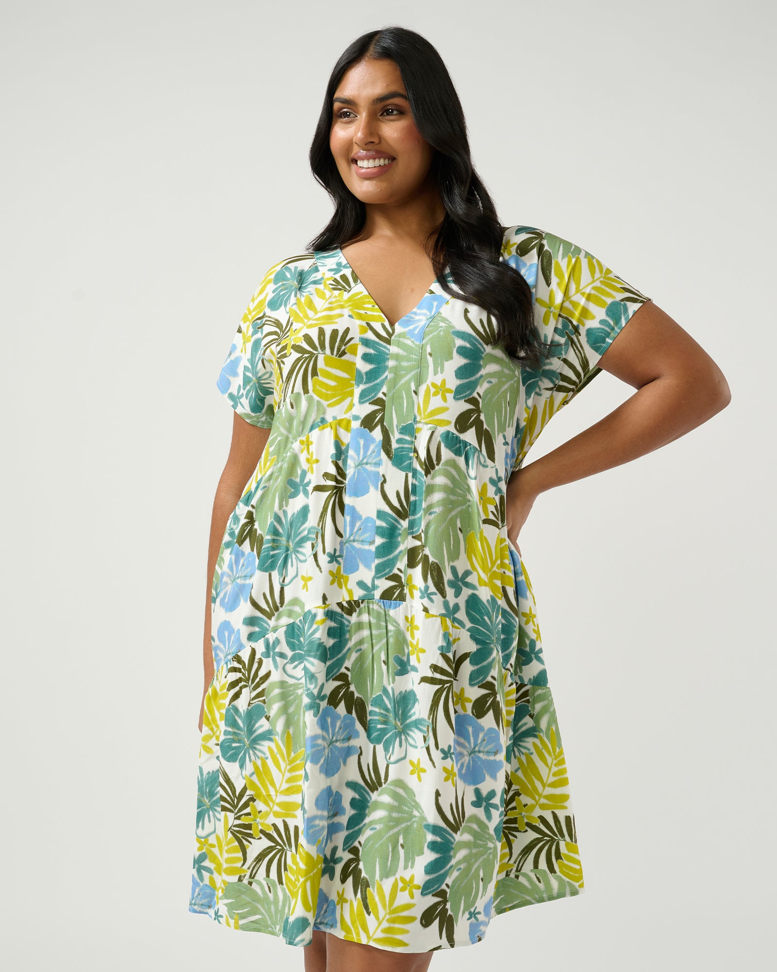 Antibes Dress - Sky/Citron - Estelle Clothing