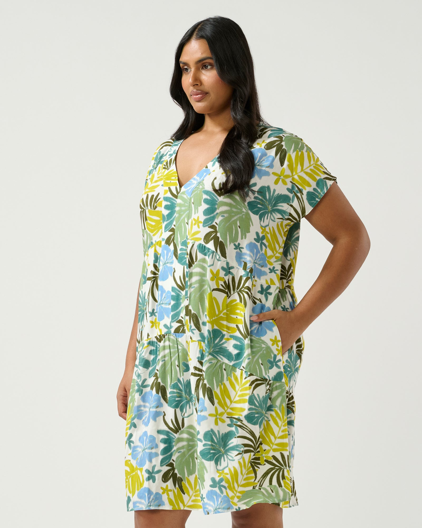 Antibes Dress - Sky/Citron - Estelle Clothing