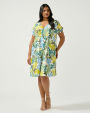 Antibes Dress - Sky/Citron - Estelle Clothing