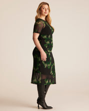 Bouquet Mesh Dress - BLACK/GREEN - Estelle Clothing
