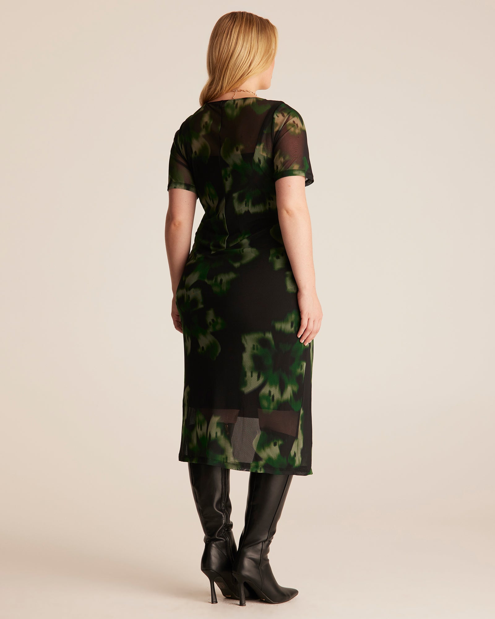 Bouquet Mesh Dress - BLACK/GREEN - Estelle Clothing
