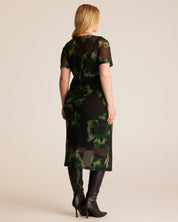 Bouquet Mesh Dress - BLACK/GREEN - Estelle Clothing

