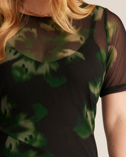 Bouquet Mesh Dress - BLACK/GREEN - Estelle Clothing
