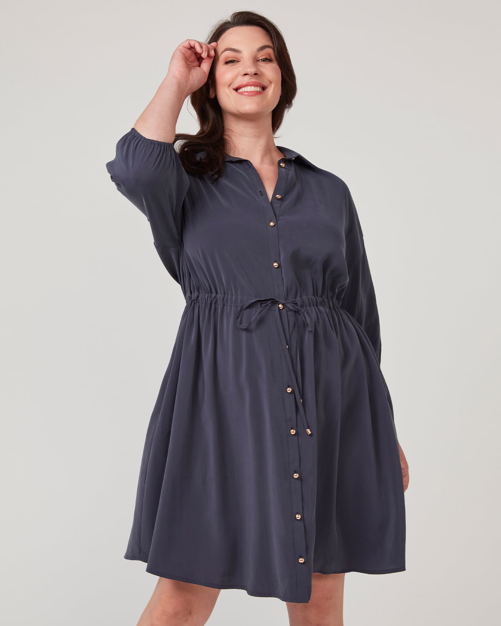 Zale Shirt Dress - Navy - Estelle Clothing