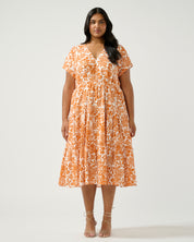 Cote dAzur Midi Dress - Milk/Mango - Estelle Clothing