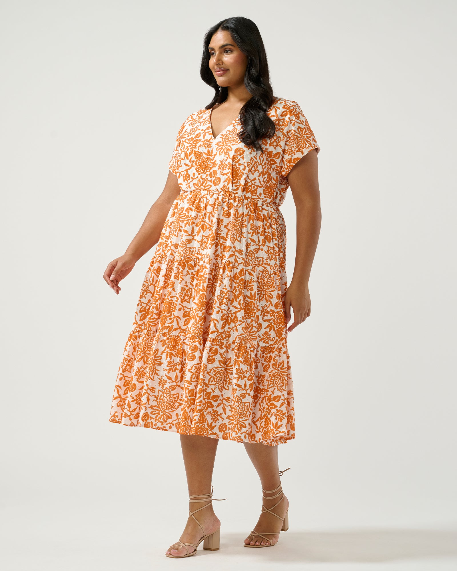 Cote dAzur Midi Dress - Milk/Mango - Estelle Clothing