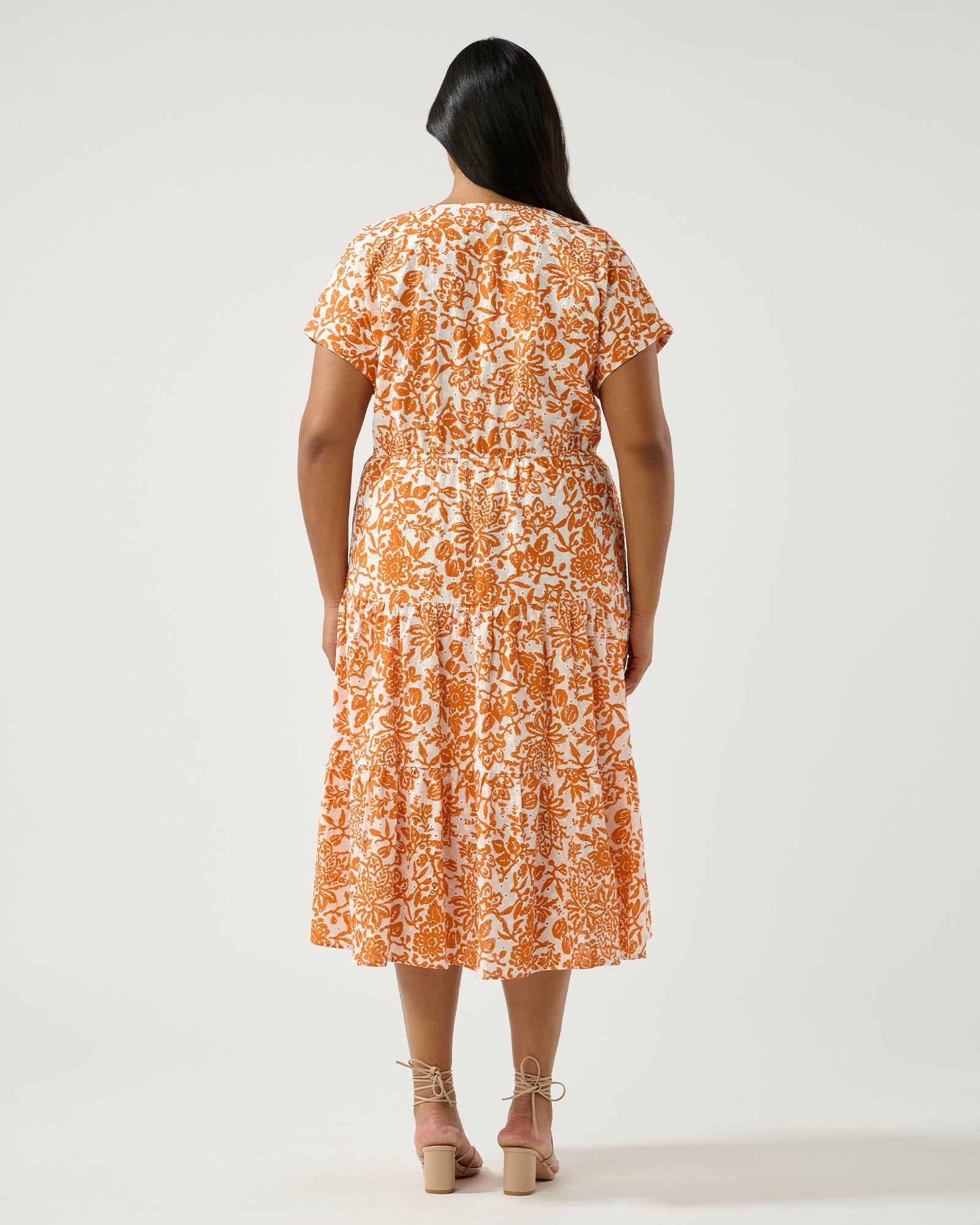 Cote dAzur Midi Dress - Milk/Mango - Estelle Clothing