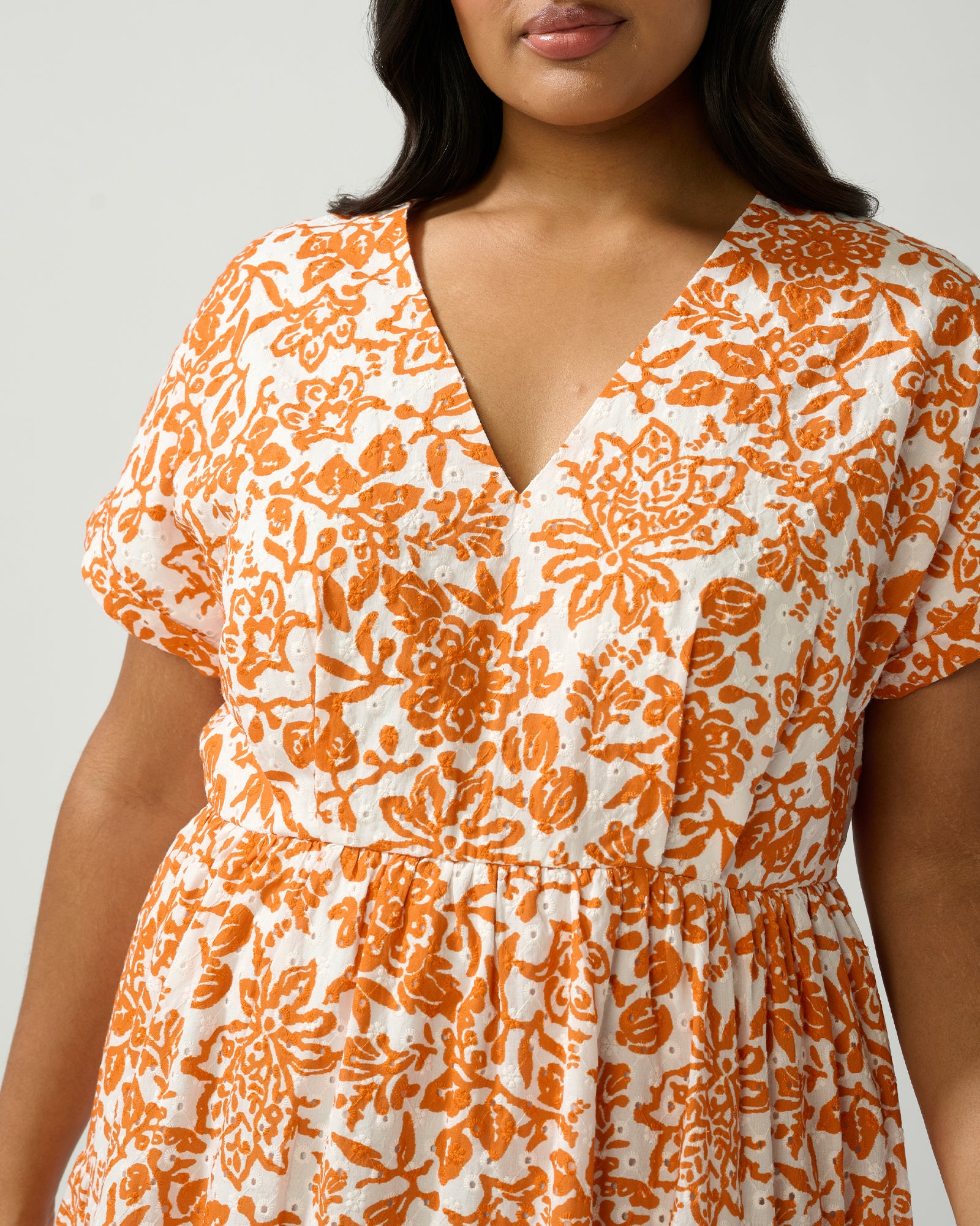 Cote dAzur Midi Dress - Milk/Mango - Estelle Clothing