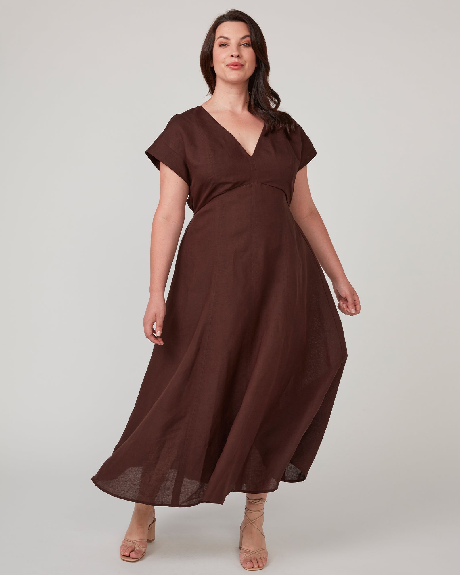 Aubrey V-Neck Dress - Chocolate - Estelle Clothing