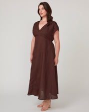 Aubrey V-Neck Dress - Chocolate - Estelle Clothing