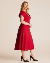 Aubrey V-Neck Dress - RED - Estelle Clothing
