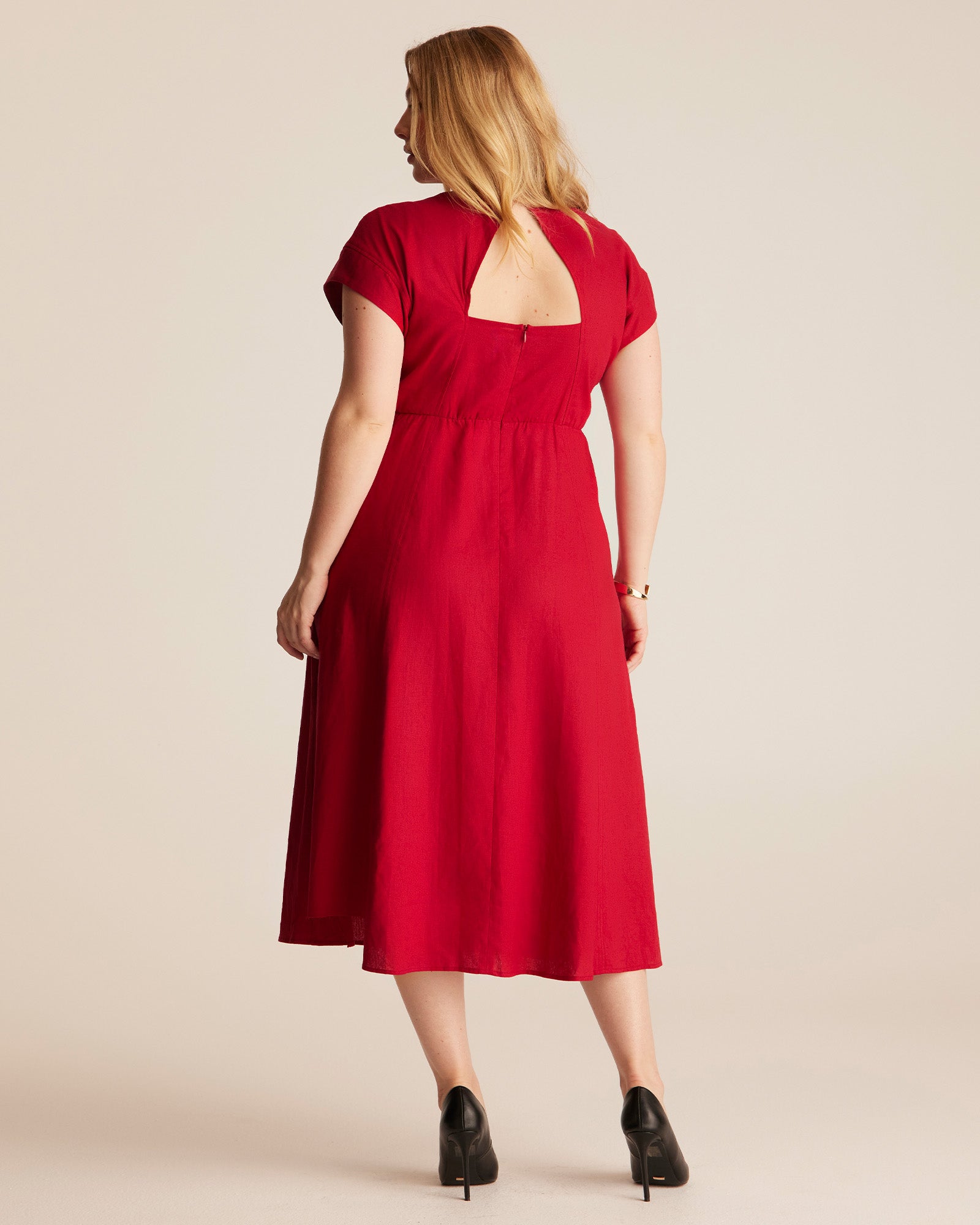 Aubrey V-Neck Dress - RED - Estelle Clothing
