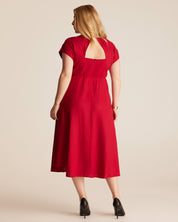 Aubrey V-Neck Dress - RED - Estelle Clothing
