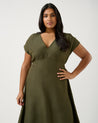 Aubrey V-Neck Dress - Olive - Estelle Clothing