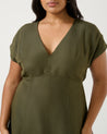 Aubrey V-Neck Dress - Olive - Estelle Clothing