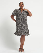 Abstract geo dress - Black/Neutral - Estelle Clothing