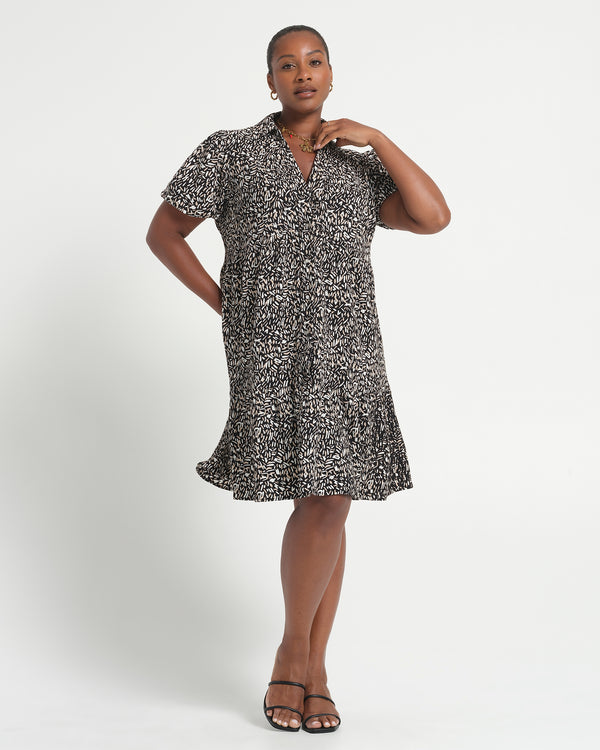 Abstract geo dress - Black/Neutral - Estelle Clothing